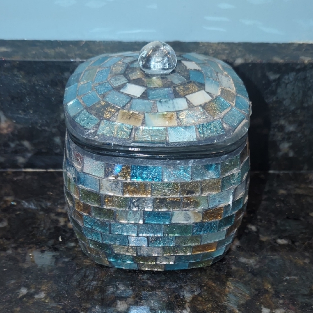 Mosaic Glass Trinket Box with Lid